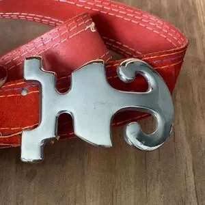 APPLAUSE VINTAGE ORANGE LEATHER STITCH BELT DISCO HIPPIE Applause | Accessories | Applause Vintage Orange Leather  main image 2